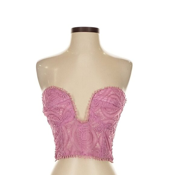 PatBO Cropped Lace Bustier Top in Lilac 2 - Picture 2 of 6
